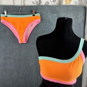 Trims sz S Vibrant Orange and Pink Bikini Set